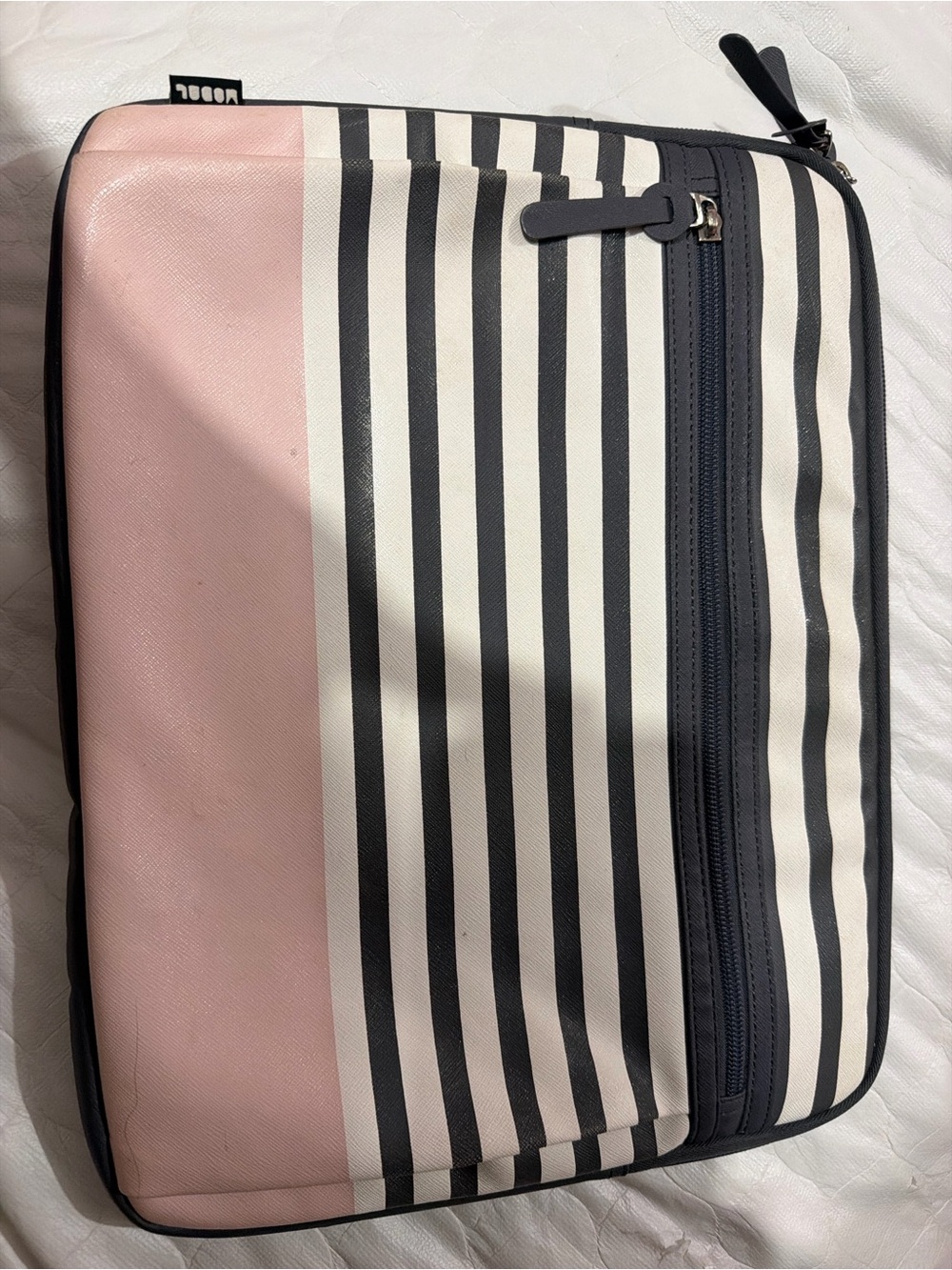 Stylish Pink & Navy Striped Laptop Sleeve